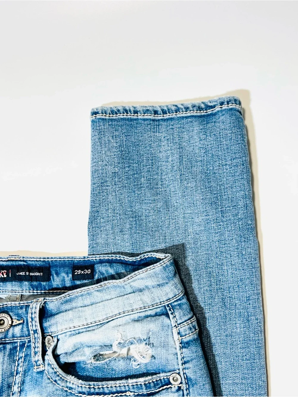 BKE buckle jeans Jake Straight Leg jeans distressed medium wash women size 29